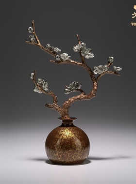 铜师傅《暗香浮动》客厅桌面铜摆件 家居装饰工艺品梅花禅意摆件