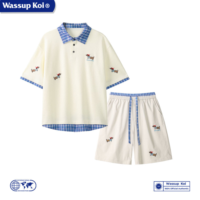 WASSUP KOI腊肠狗刺绣美式运动短裤男夏季宽松运动休闲五分沙滩裤,淘宝优惠券,粉丝福利购,淘宝优惠卷