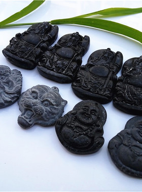 黑色关公武财神大肚佛男女款吊坠