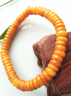 蜜蜡盘珠手链鸡油黄琥珀算盘