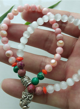 时尚风天然帝皇石银饰貔貅贝手链