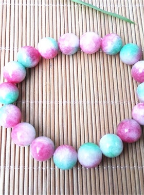 天然美观单圈手串男女款七彩玉