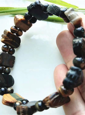 虎眼石金蝉手链木变石知了手排