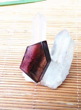 天然五边形红碧玺吊坠女款挂坠