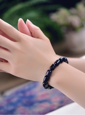 蓝沙石桶珠手链星光闪烁圆柱形