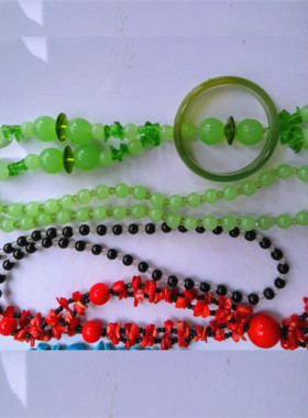 天然绿玉髓蓝松石毛衣项链送母亲