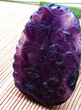 紫萤石竹节骏马如意吊坠马到成功