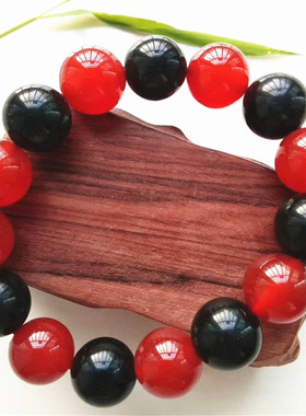 天然手链黑玛瑙14MM双色