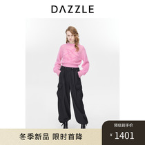 DAZZLE ground vegan knit long sleeve cardigan 2023 Winter new playful and lively sweater blouse