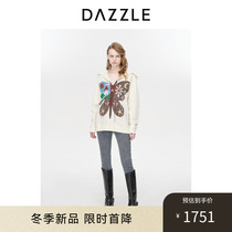 DAZZLE ground vegan butterfly sweatshirt 2023 Winter new gentle navy collar Long sleeves sweaters women