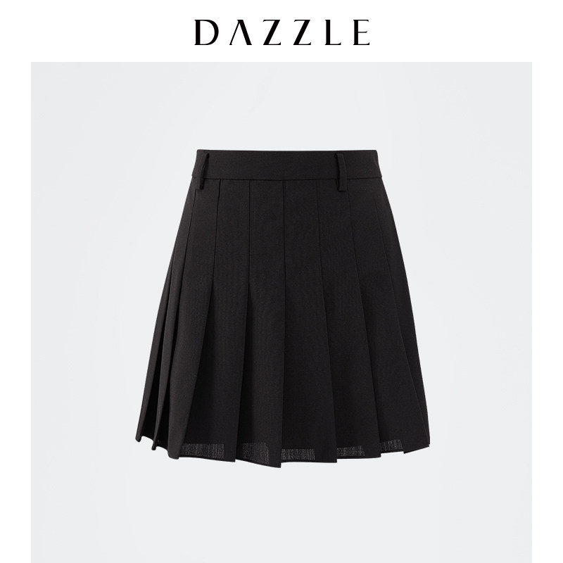 dazzle地素2021新款黑色jk百褶裤子 dazzle休闲裤