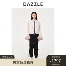 DAZZLE Ground Vegan Spring Autumn Short fur sleeves Decorative Sleeves Baseball Collar Magina quilted jacket Cotton cotton suit jacket blouse Women