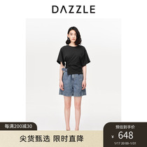 DAZZLE ground vegan jean shorts spring summer dress new blue high waist loose A character wide-legged casual pants child