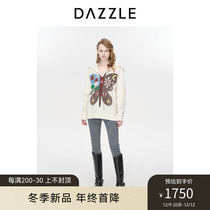 DAZZLE ground vegan butterfly sweatshirt 2023 Winter new gentle navy collar Long sleeves sweaters women