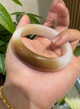 新疆和田玉且末糖白手镯泥鳅背背宽厚装手镯带证书