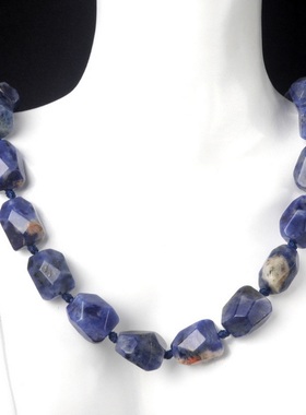 【茜茜珠饰】半宝石不规则随形切面塔形打结项链 12色