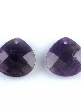 【茜茜珠饰】天然水晶石头切面面孔三角水滴吊坠diy项链耳环 12色