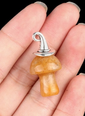 【茜茜珠饰】天然水晶玛瑙半宝石紫水晶魔法圣诞帽蘑菇吊坠 37色