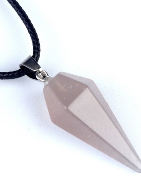 【茜茜珠饰】跨境天然水晶吊坠六角锥圆锥六边菱形灵摆ebay 21色