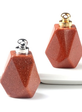 【茜茜珠饰】八角香水瓶天然水晶半宝石吊坠香薰瓶摆件 10色