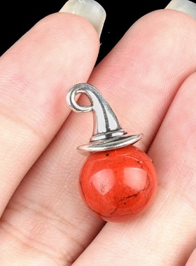 【茜茜珠饰】紫水晶巫师帽吊坠万圣节红玛瑙女巫帽diy饰品 21色