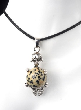 【茜茜珠饰】水晶玛瑙石头圆球骷髅人吊坠项链复活节欧美 35色