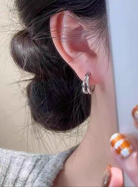 银色轻奢耳钉高级感耳环女日韩版