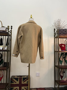 100%羊毛对白西装式双面呢大衣女小个子通勤风外套