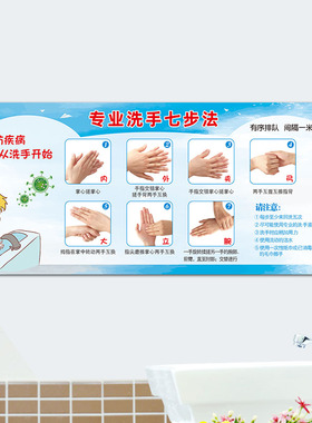 七步法专业预防疾病勤洗手墙贴