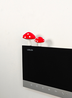 治愈系红蘑菇可视门铃装饰摆件墙面遮挡饰品可爱美化墙贴玩偶饰品