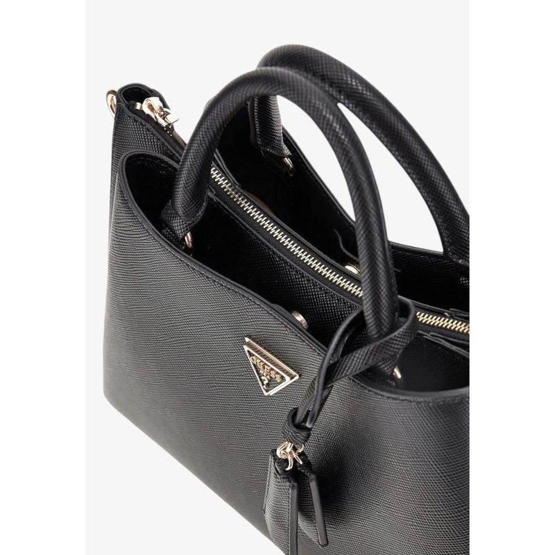 代购GUESS女士手提包可调节肩带双提手设计拉链闭合配饰挂件黑色,淘宝优惠券,粉丝福利购,淘宝优惠卷