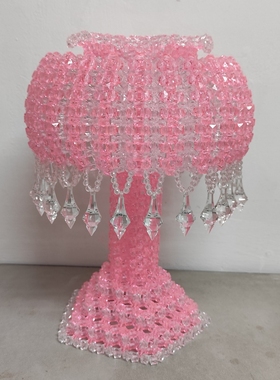 【手工串珠成品】台灯蘑菇牡丹花编织摆件装饰亚克力彩灯成品