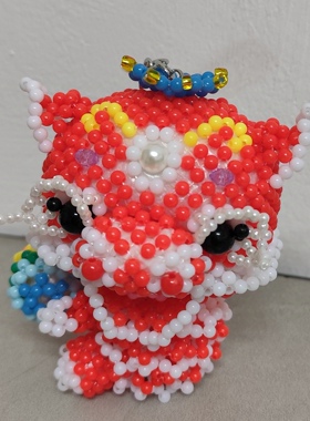 【diy手工串珠成品】醒狮 玩偶串珠大头生肖包包礼物挂件