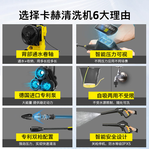 德国卡赫洗车机便携式洗车高压水枪家用水泵大功率庭院清洗机神器 - 图2