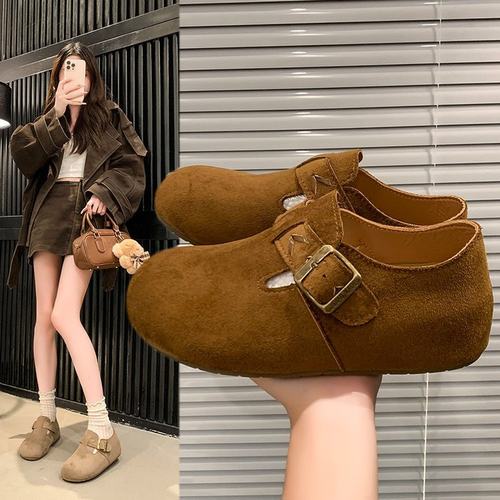 厚底增高全包勃肯鞋女2025春秋季新款一脚蹬女鞋子博肯单鞋豆豆鞋 - 图2