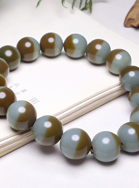 和田玉且末油润聚宝盆圆珠手串