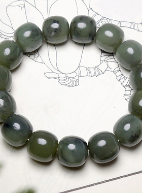 天然新疆和田玉青花油润手串