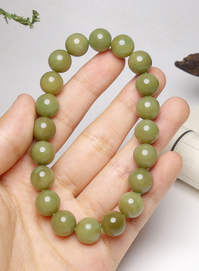 新疆且末黑羊洞和田玉圆珠手串