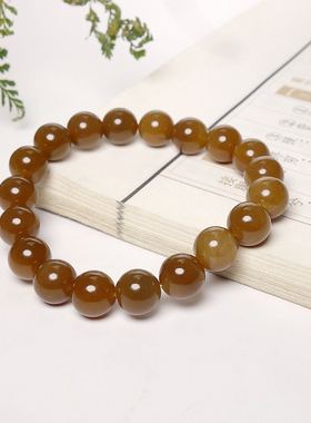和田玉且末红糖玉圆珠手串油润