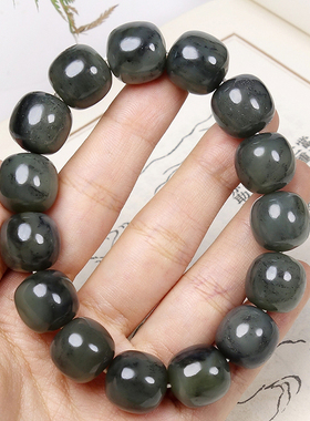 天然新疆和田玉青花油润手串