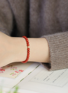 天然南红玛瑙手链女款柿子红