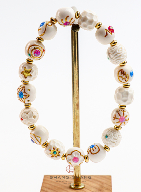 超美牙牙雕刻手串女手工串珠手链