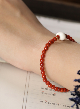 天然南红手链女猛犸牙牙18K手串