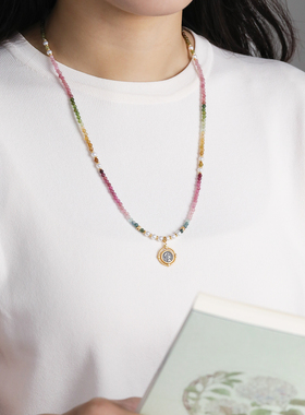 天然碧玺项链女款小众锁骨链