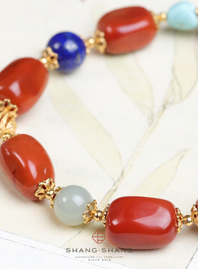 天然南红绿松手串女款多宝手链