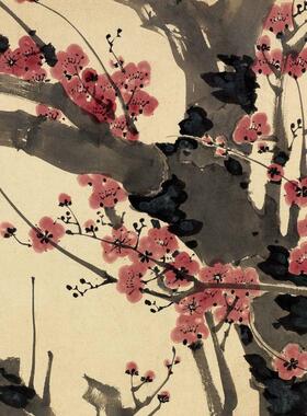 姚绶红梅报春图国画新中式客厅装饰画梅花画挂画中国风壁画水墨画