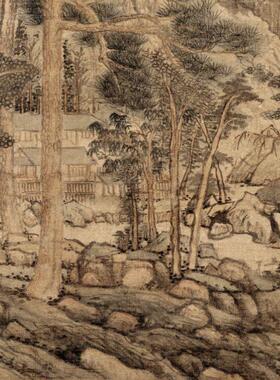 天池石壁图黄公望山水画新中式装饰画走廊过道挂画古画仿古壁画