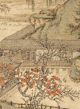 鹤听琴图国画山水画新中式客厅装饰画背景墙挂画茶室壁画禅意古风