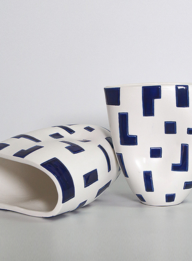 抽象几何样板间会所展厅陶瓷摆件