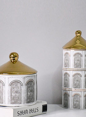 法式欧式拱门陶瓷装饰罐摆件